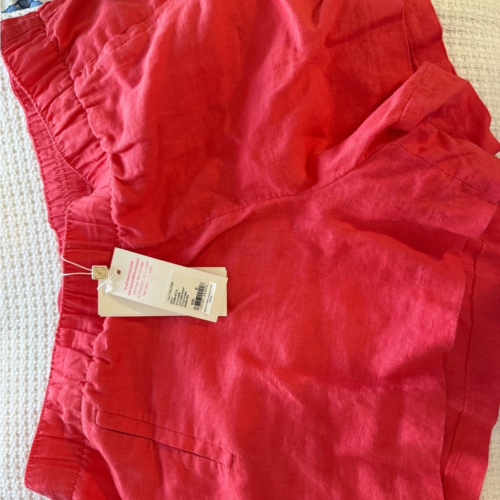 Lilly Pulitzer Coral-Pink High Waist Linen-Blend Shorts